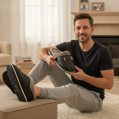 Chausson homme cuir imperméable