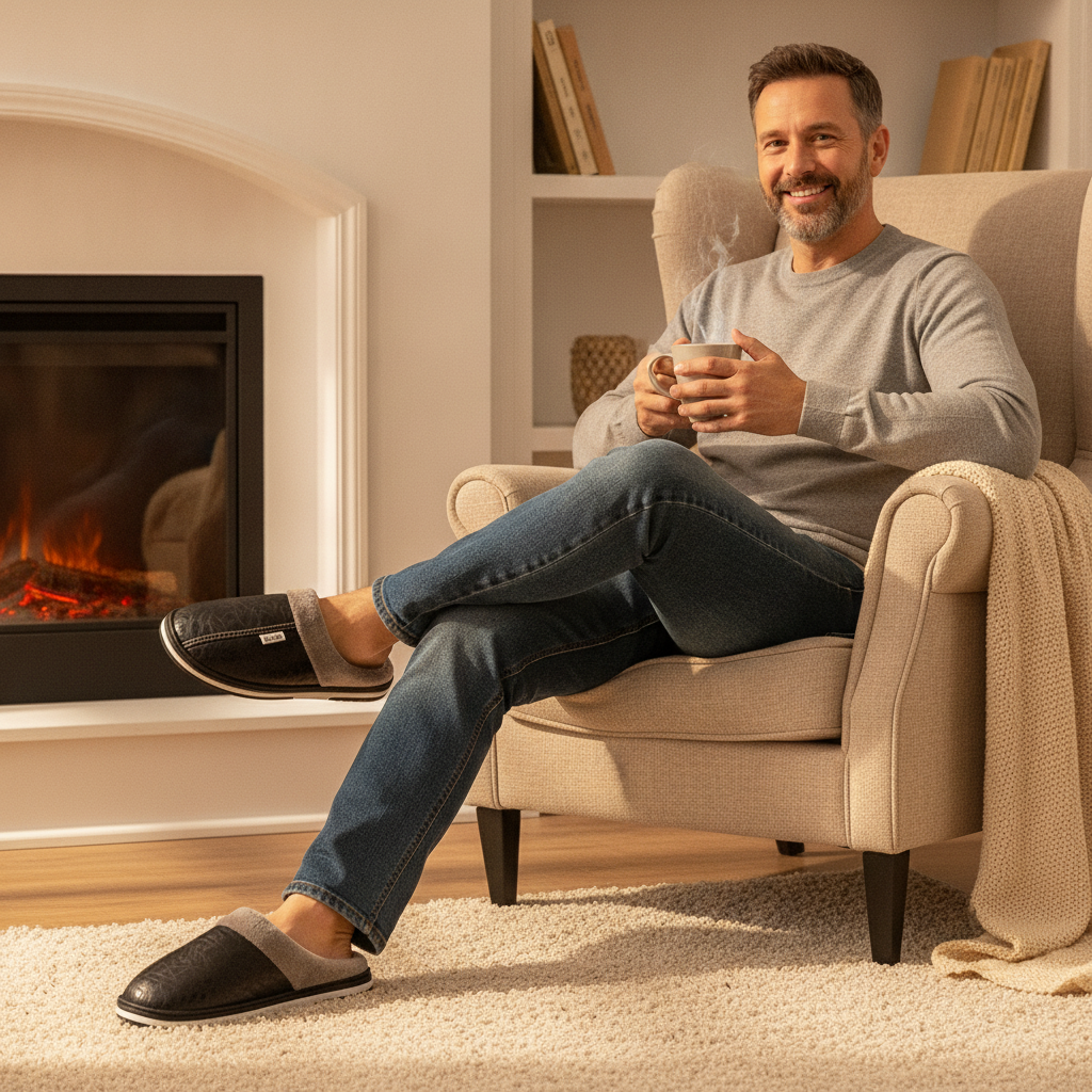 Chausson homme cuir imperméable