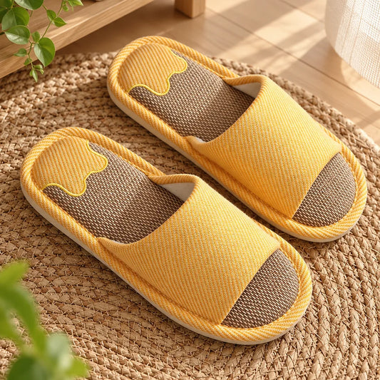Chaussons femme été lin ouverts